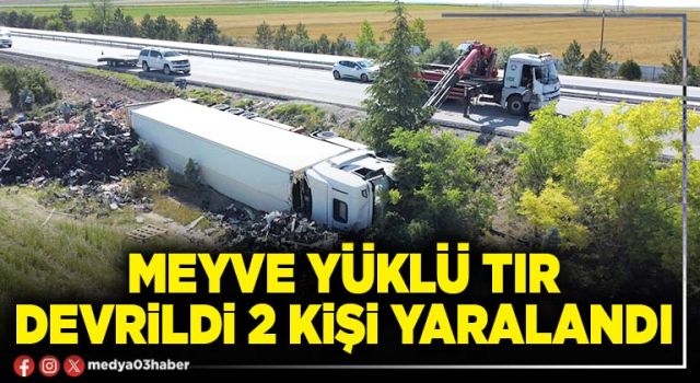 Meyve yüklü tır devrildi 2 kişi yaralandı